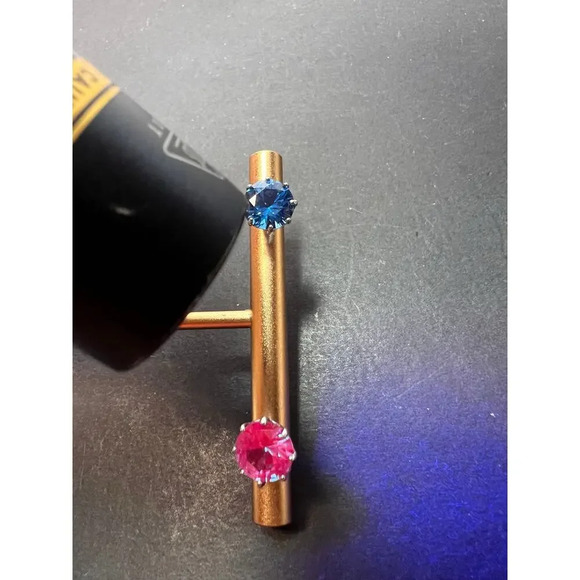 Blue lab spinel sterling silver stud earrings - Picture 8 of 11